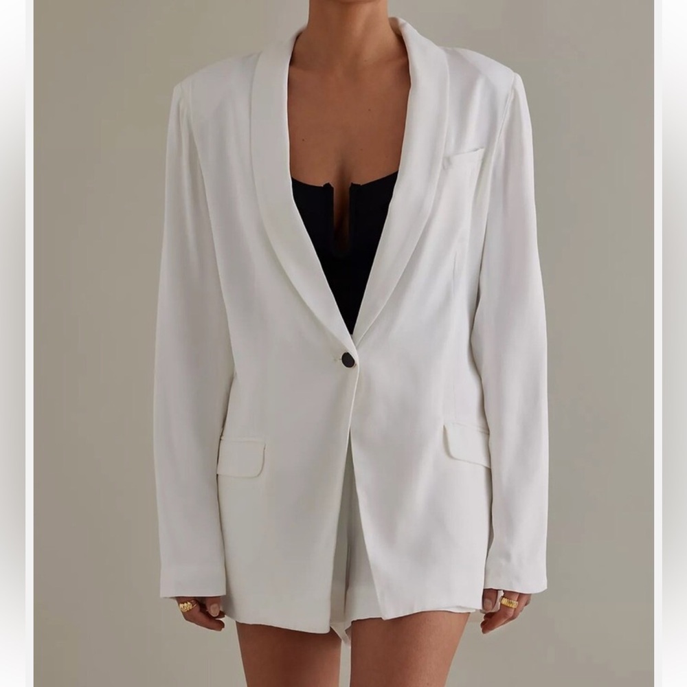 Anthropologie Maeve Blazer Shine Sailor Jacket Preppy Office White Size Small